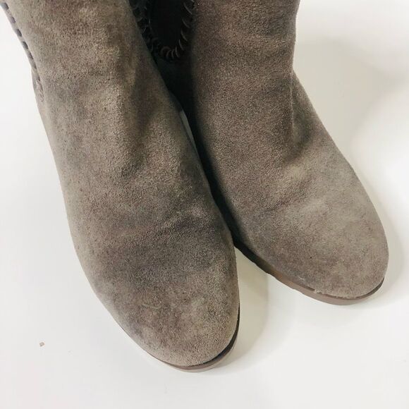 Jack Rogers Taupe Grey Beige Suede Ankle Boots - Picture 10 of 11